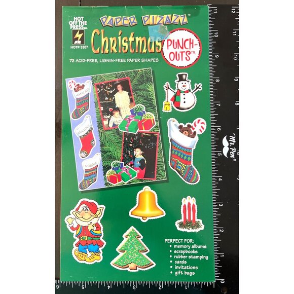 Christmas Paper Pizazz Punch-Outs 72 Acid-Free Lignin-Free Paper Shapes Craft Ki - Picture 1 of 7